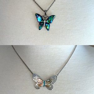 Lot of 2 Butterfly Necklaces Abalone Shell